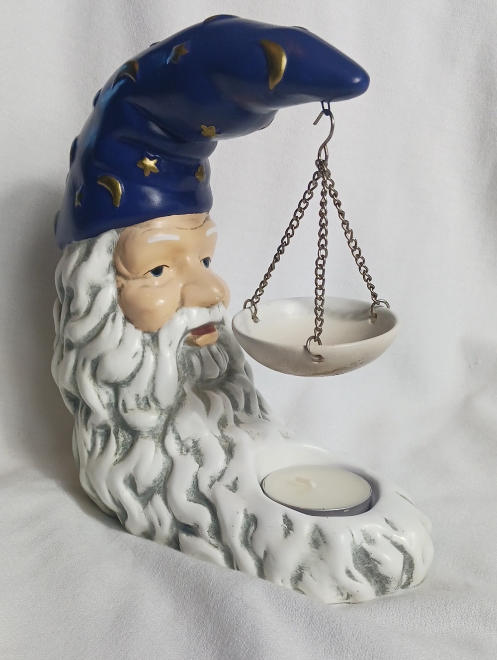 Celestial Style Ceramic Wizard Crescent Moon Candle Holder Oil Warmer Mystical